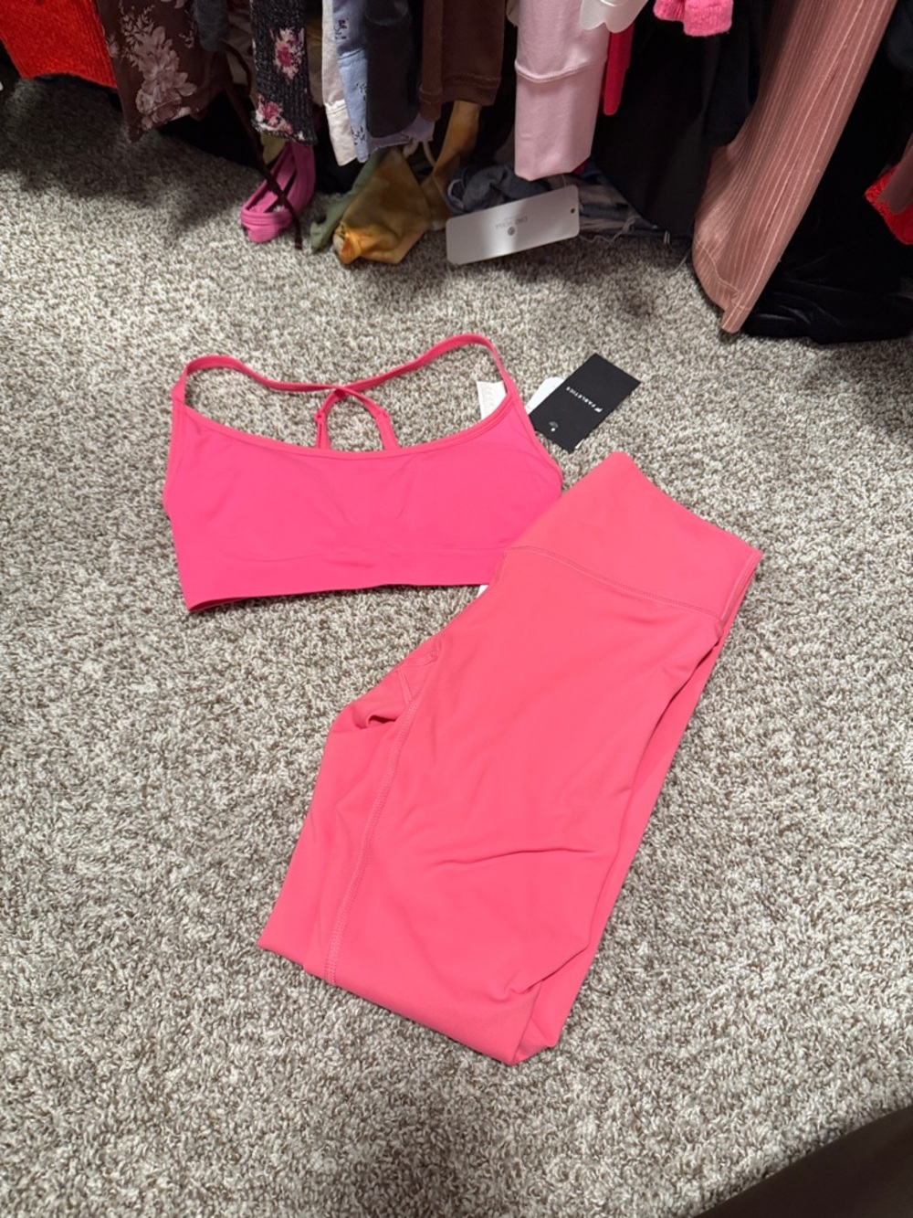 Hot Pink fabletics Activewear Set - Sports Bra & Leggings xs bottoms and s bra